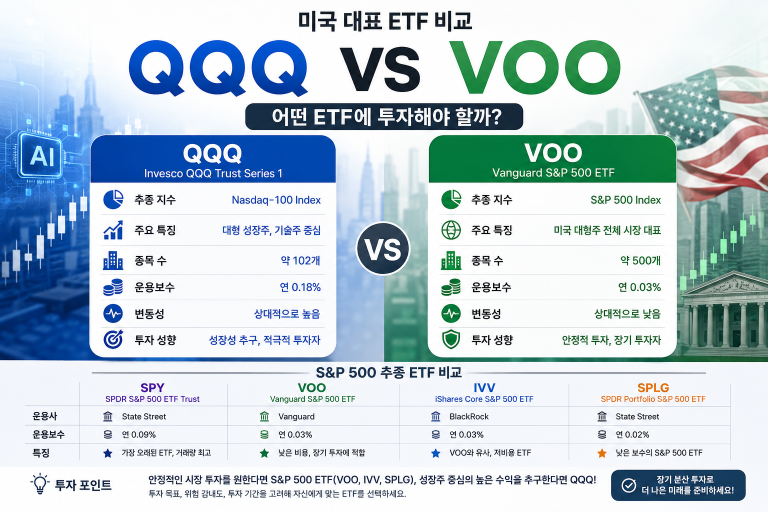 QQQ vs VOO 비교｜미국 ETF 투자자는 어떤 상품을 선택해야 할까?