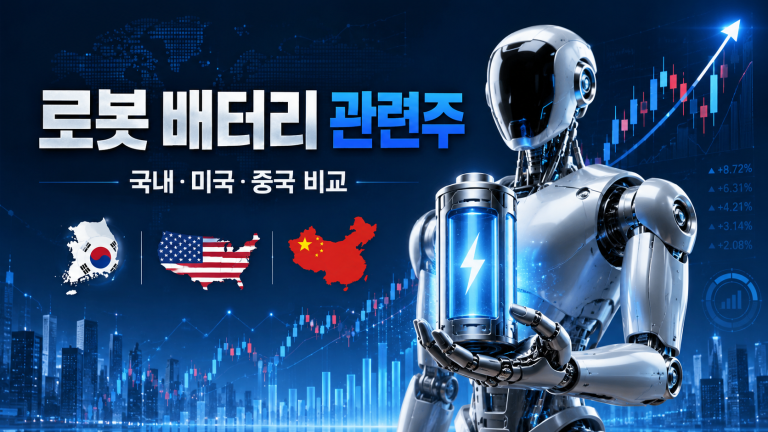 로봇 배터리 관련주 총정리｜국내·미국·중국 기업 비교와 투자 포인트