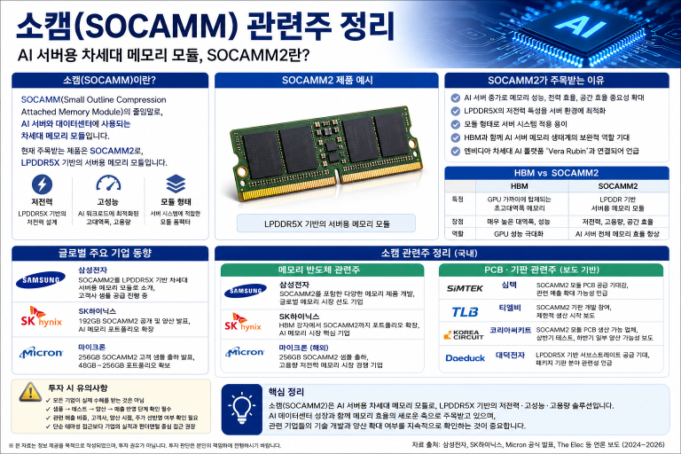 소캠 관련주 정리: SOCAMM이 무엇이고 왜 AI 반도체 시장에서 주목받을까?