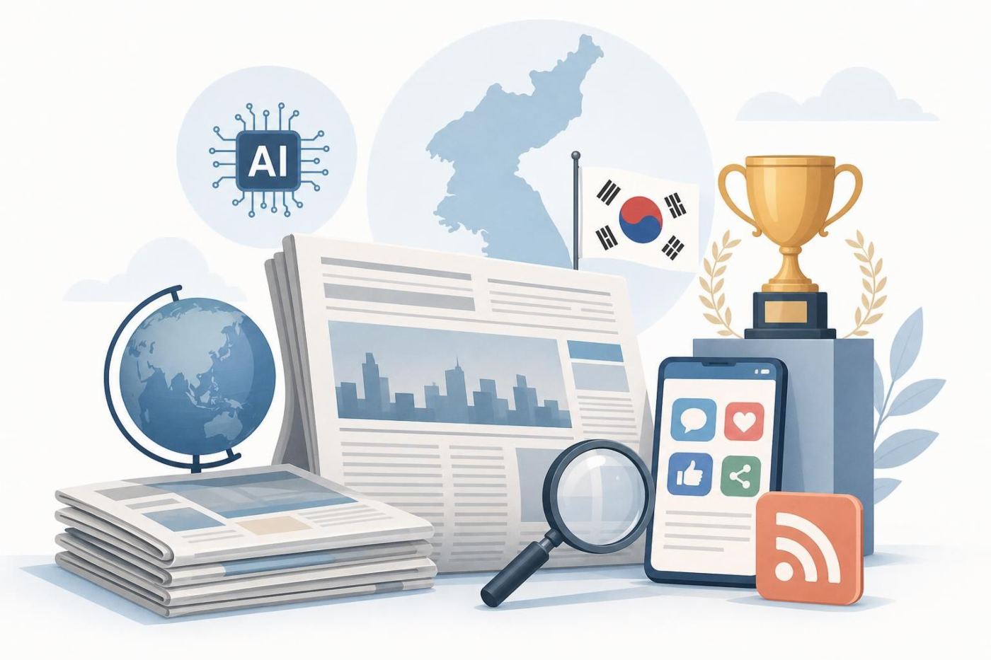 뉴스 관심 키워드 TOP 5 대표 일러스트